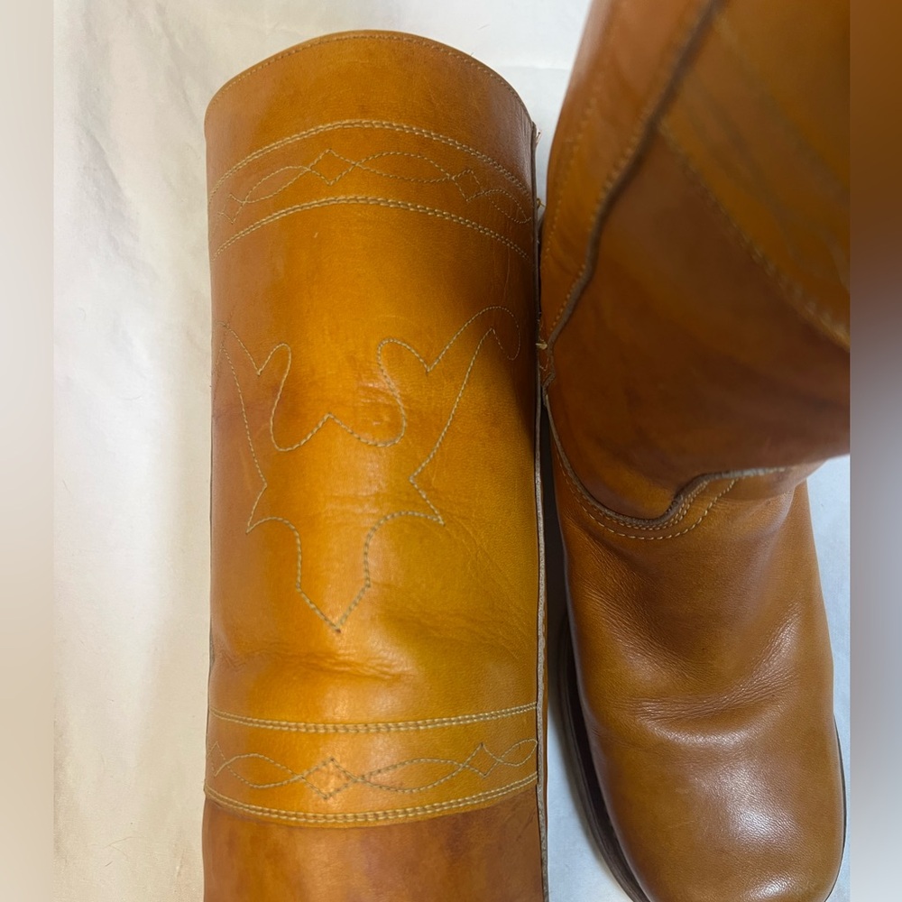 Vintage 1970s Frye Campus Taurus Stitch Black Label Boots Made in USA 7B - Picture 2 of 11